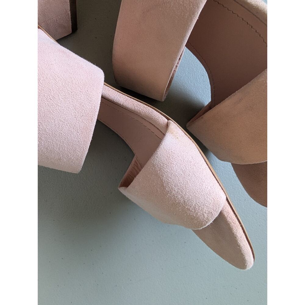 Defect New Mansur Gavriel Suede Double Strap 40mm Sandal Size 37.5 Light Pink - Picture 7 of 11